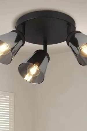 Vente Flash Plafonnier moderne métal et verre 3 lampes Mega