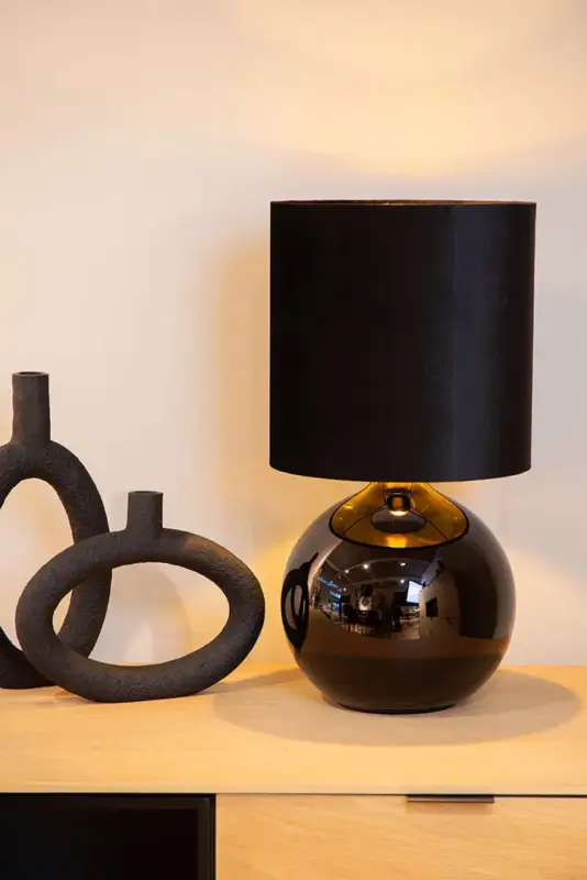 Soldes Lampe de table rétro verre rond Farida