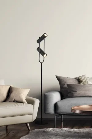 Lampadaire métal noir moderne 2 lampes Telescope Must-Have