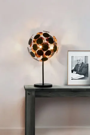Dernier Modèle Lampe de table moderne noir et or 3 ampoules Discus