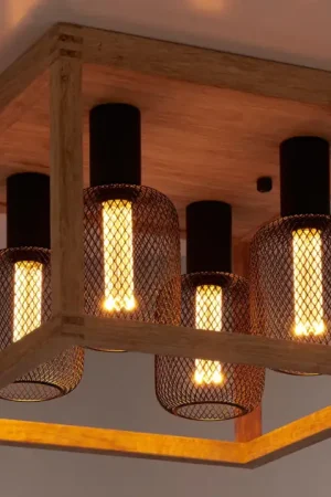 Offre Limitée Plafonnier moderne bois et métal Square