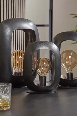 Lampe à poser industrielle en métal noir H 44 cm Chloe Retour Gratuit