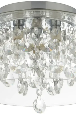Plafonnier métal et cristal 3 lampes rond moderne Curva Promotion Saisonnière