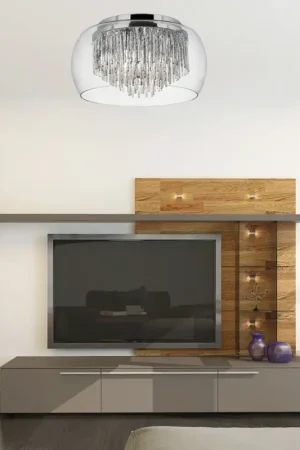 Plafonnier cristal design 4 lampes Curva Paiement Sécurisé