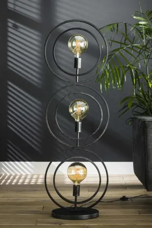 Seulement Aujourd'hui Lampadaire industriel en métal noir 3 lampes Sam