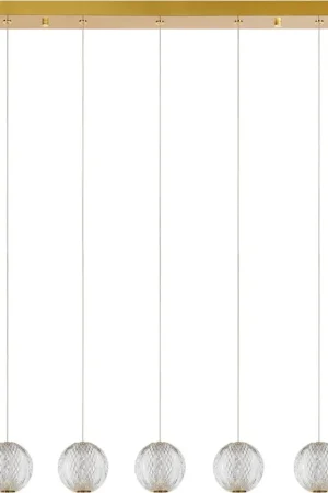 Offre Du Jour Suspension moderne LED allongé 5 boules Astrid