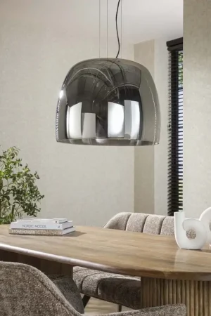 Dernier Modèle Suspension moderne en verre gris Hoggy
