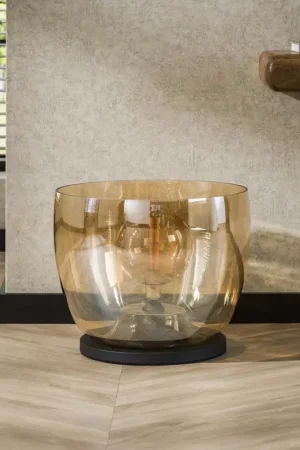 Lampadaire moderne en verre ambré Ø 48 cm Hoggy Expédition Rapide