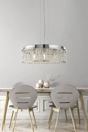 Dernière Chance Suspension moderne cristal et métal 7 lampes Elise