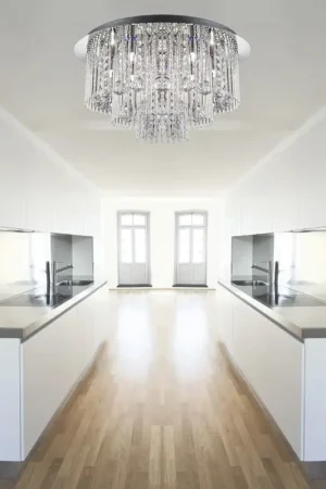 Offre Du Jour Plafonnier rond design 8 lampes cristal Beatrix