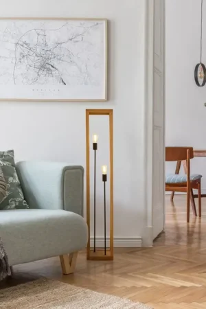 Lampadaire moderne bois et métal Square Affaire À Saisir