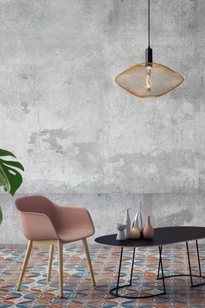 Bon Marché Suspension industrielle ronde 45 cm 1xE27 Meshiva
