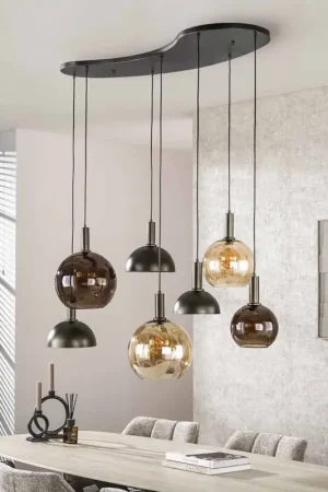 Haute Qualité Suspension moderne 7 lampes en verre Claudie
