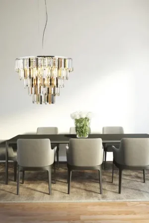 Expédié Aujourd'hui Suspension contemporaine verre et métal 9 lampes Clarissa