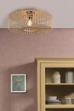 Plafonnier design Ø 60 cm en bambou pour salon Bromo Retour Gratuit