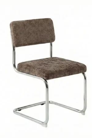 Certifié Chaise de salle à manger en fer et tissu brun - Estepan