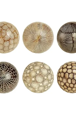 6 boules déco ethniques marron en résine Réduction