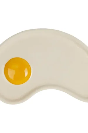Assiette œuf au plat en grès 17x12cm - Réveil gourmand Soldes