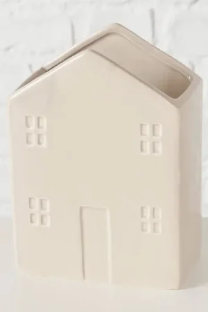 Porte-ustensiles maison en grès beige h17cm Quantité Limitée