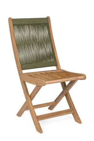 Chaise de jardin pliante en bois d'acacia vert olive - Danubio Achat Immédiat