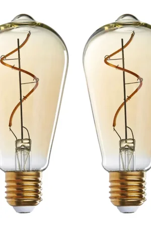 Dernière Chance Ampoules LED poire (x2) filament spirale ambrée E27 4W