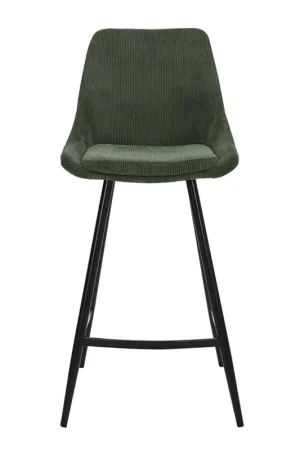 Acheter Direct Chaise de bar en velours côtelé vert sapin h67cm - Ben