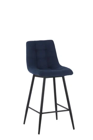 Chaise de bar en tissu matelassé bleu marine - Lilly Prix Cassé
