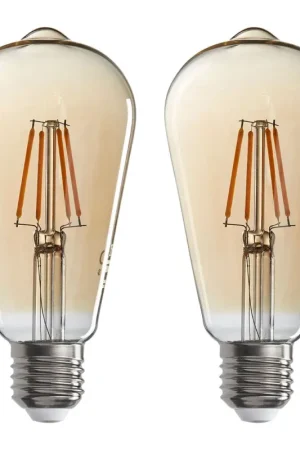 Offre Du Jour Ampoules LED poire (x2) filament ambrée E27 8W