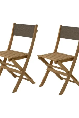 Chaises de jardin pliantes x2 en bois d'acacia taupe - Liverno Acheter Direct