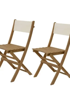 Chaises de jardin pliantes x2 en bois d'acacia beige - Liverno Offre Exclusive