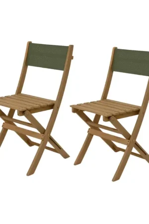 Achat Immédiat Chaises de jardin pliantes x2 en bois d'acacia vert - Liverno