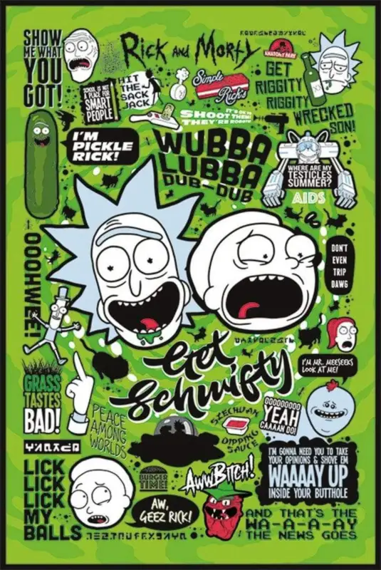 Poster Rick and Morty - Quotes 61x91,5cm Seulement Aujourd'hui