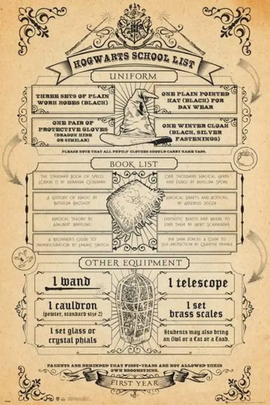 Vente Flash Poster Harry Potter - Hogwarts List 61x91,5cm