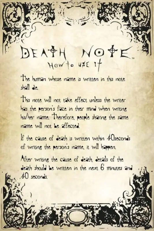 Affaire À Saisir Poster Death Note - Rules 61x91,5cm