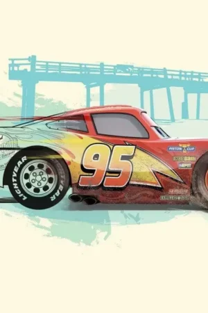 Authentique Affiche Art Cars - Lightning McQueen - 50x40cm