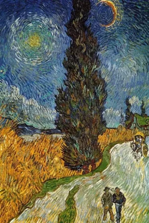 Affaire À Saisir Affiche Art Vincent Van Gogh - Landstrasse mit Zypresse und Stern 21x29.7cm