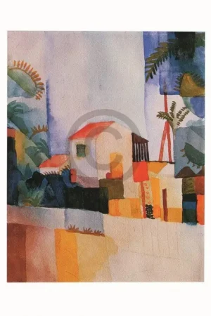 Achat Immédiat Affiche Art August Macke - Weißes Haus 56x71cm