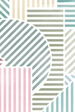 Papier Peint - Jeux de Lignes Bonbon 300x250cm - Intissé Nouveauté