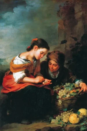 Achat Immédiat Affiche Art B.E. Murillo - Die kleine Obsthändlerin 48x69cm