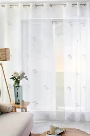 Voilage tamisant aux broderies florales Vente Directe