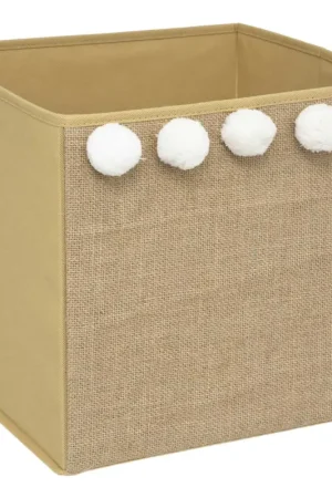 Panier de rangement en jute avec pompons Authentique