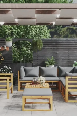 Acheter Direct Salon de jardin 8 pcs en acacia avec coussin