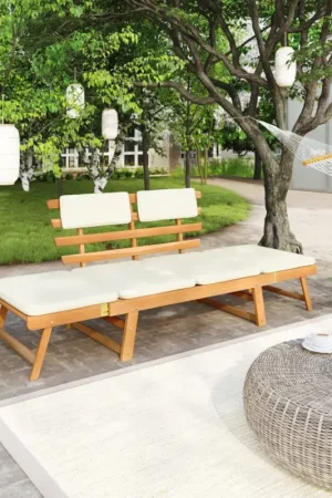 Remise Banc de jardin avec coussins 2-en-1
