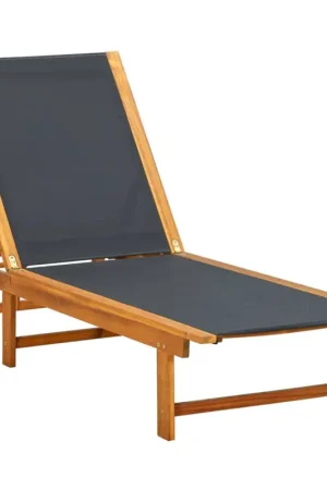 Nouveauté Chaise longue en acacia et textilène