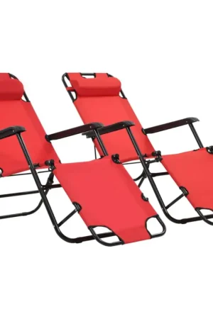 Set de 2 chaises longues pliables avec repose pied Usine Directe