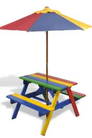 Prix Bas Table et bancs avec parasol pour enfants