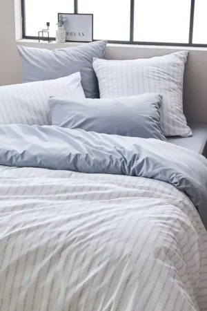 Parure de couette en percale de coton à rayures Achetez Aujourd'hui