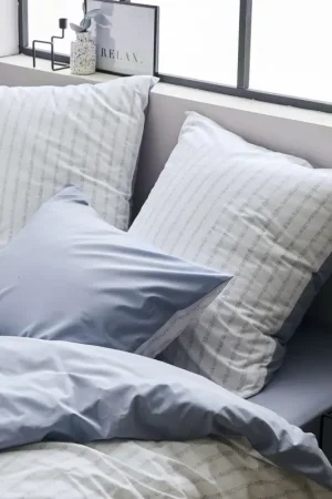 Offre Limitée Taie d'oreiller en percale de coton à rayures