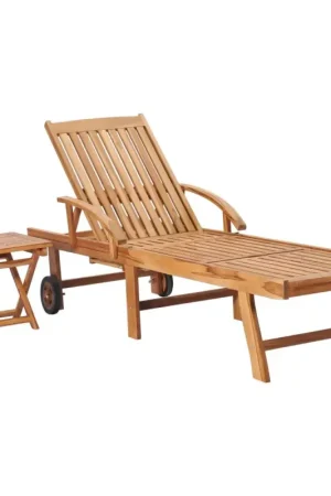 Chaise longue avec table en bois Must-Have