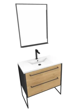 Paiement Sécurisé Ensemble meuble à2 tiroirs, vasque et miroir à led